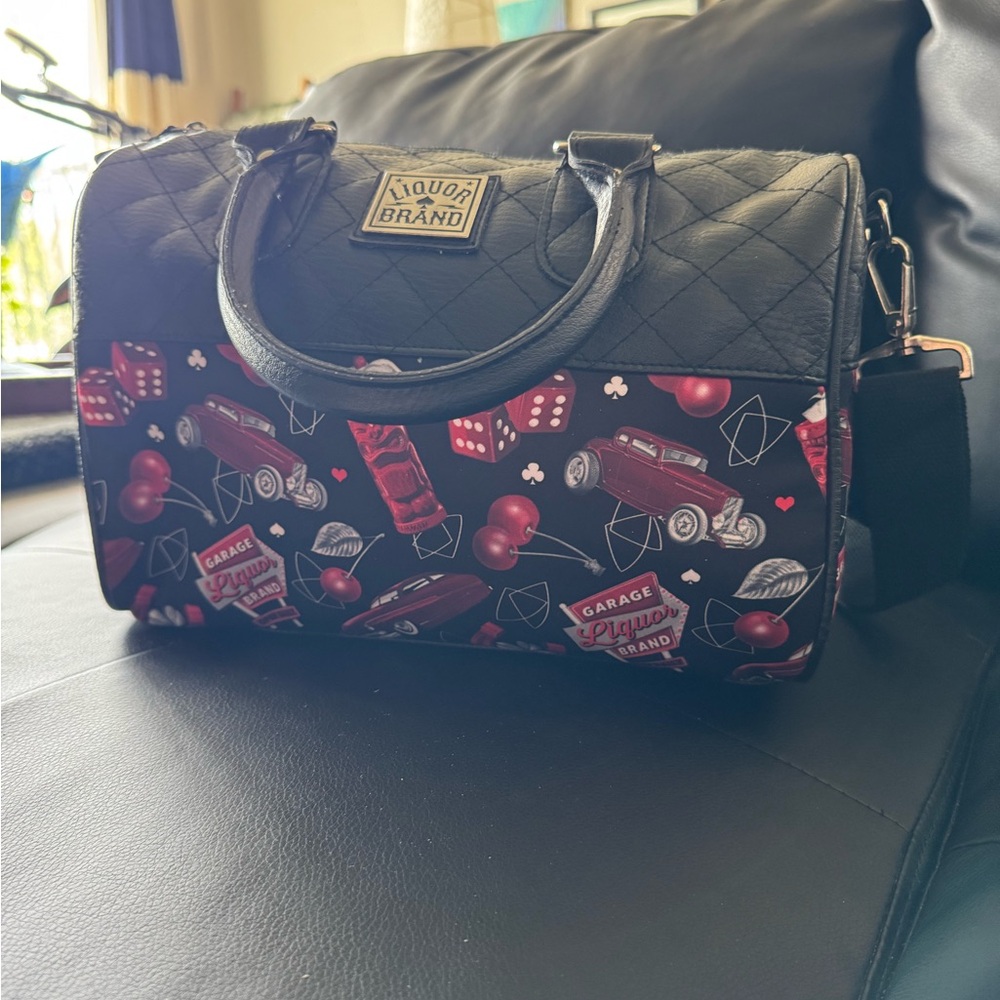 Liquor Brand red and black bag
